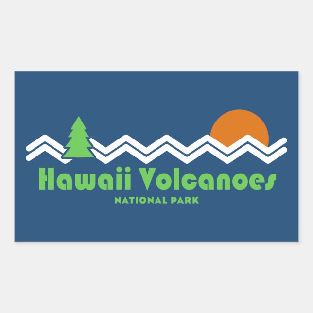 Hawaii Vulkaners nationalpark Retro Rektangulärt Klistermärke (Framsida)