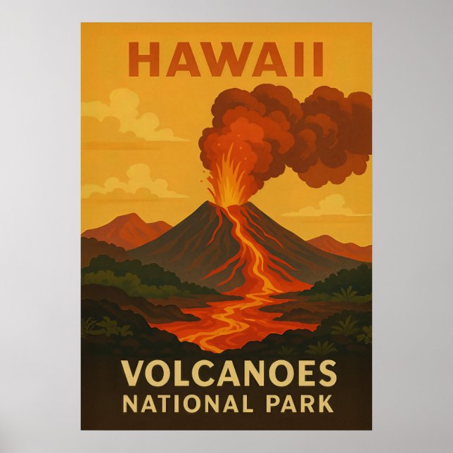 Hawaii Vulkaners nationalpark V01 Poster (Framsidan)