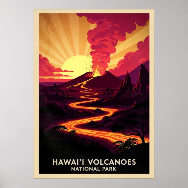 Hawaii Vulkaners nationalpark V03 Poster (Framsidan)