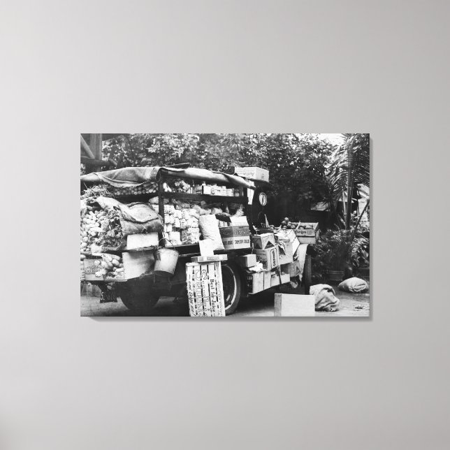 Hawaii - Vy av en inhemsk vegetabilisk vagn Canvastryck (Framsida)