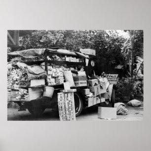 Hawaii - Vy av en inhemsk vegetabilisk vagn Poster