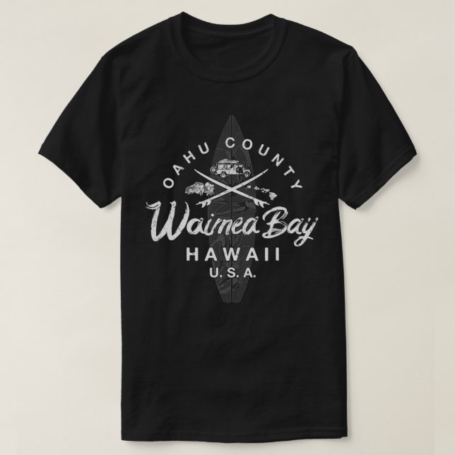 Hawaii Waimea Bay North Shore Oahu Hawaiian Surfin T Shirt (Design framsida)