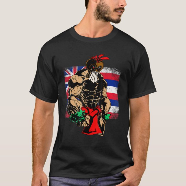 Hawaii Warrior Hawaiian Flagga Kanaka Maoli Manar  T Shirt (Framsida)