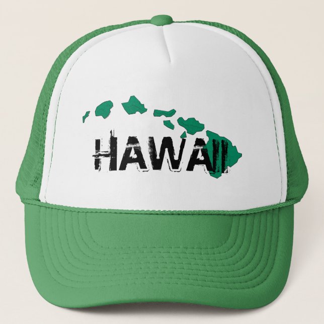 Hawaii White grönt Islands hat Truckerkeps (Framsida)