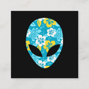 Hawaiian Alien Head - Funny Alien Fyrkantigt Visitkort