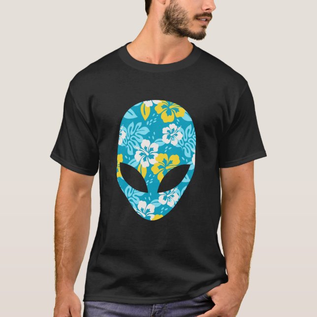 Hawaiian Alien Head - Funny Alien T Shirt (Framsida)