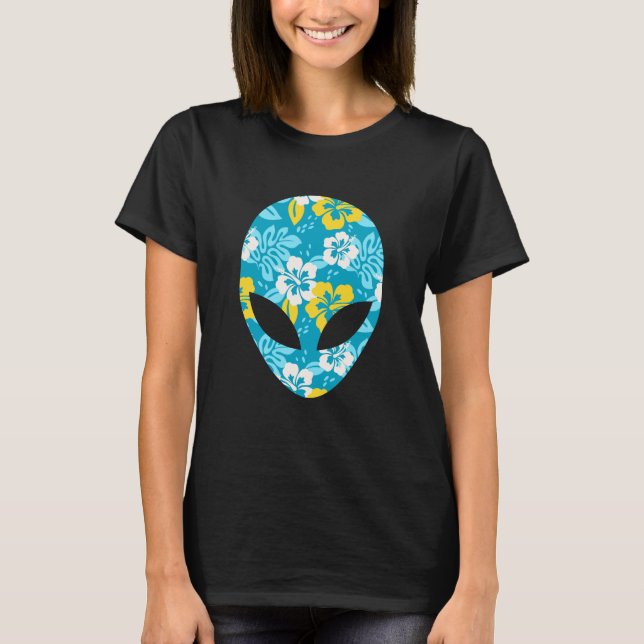 Hawaiian Alien Head - Funny Alien T Shirt (Framsida)