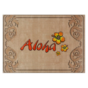 Hawaiian Aloha Carved Wood look