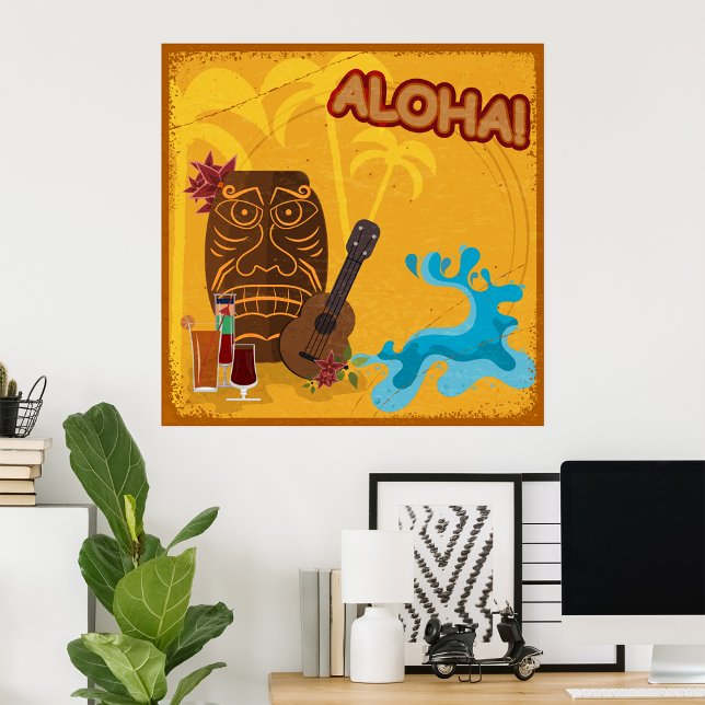Hawaiian Aloha Tiki Pub Retro Luau Party Poster (Skapare uppladdad)
