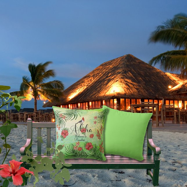 Hawaiian Aloha Välkommen till Paradise Utomhus Pil Kudde (Hawaiian Aloha Welcome to Paradise Outdoor Pillow)