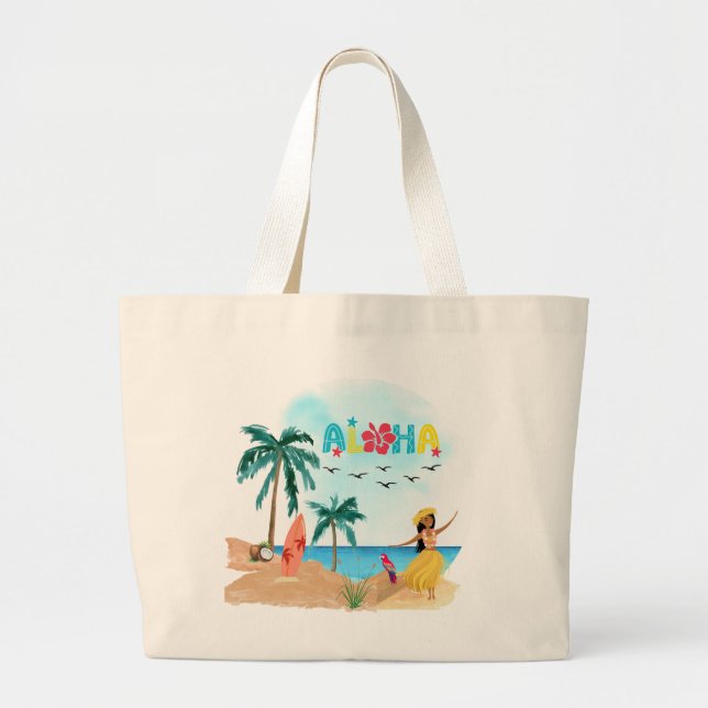 Hawaiian Aloha Vibes Tote Bag Jumbo Tygkasse (Framsidan)