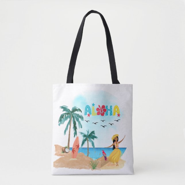 Hawaiian Aloha Vibes Tote Bag Tygkasse (Framsida)