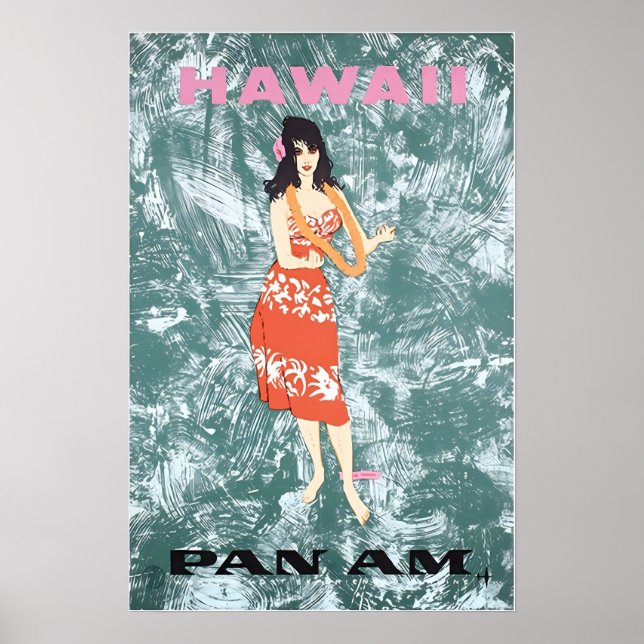 Hawaiian Art Hawaii Print Pan Am Travel Poster (Framsidan)