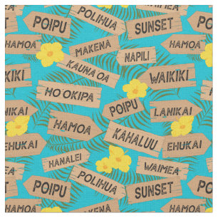 Hawaiian Beach Namn på Bright Blue Tyg