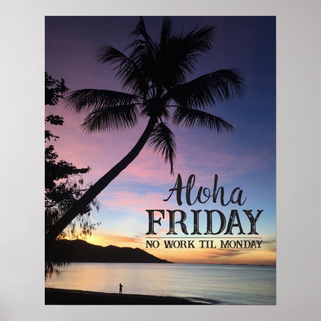 Hawaiian Beach Pub Aloha Fredag Tropical Sunset Poster (Framsidan)