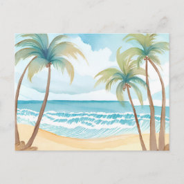 Hawaiian Beach | Tropiska vattenfärgen handflatan Vykort