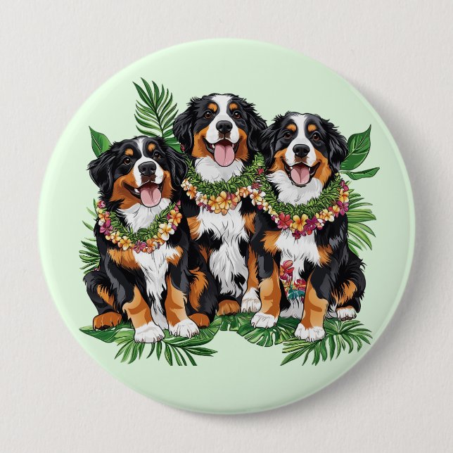 Hawaiian Bernese Mountain Dogs Flower Lei Knapp (Framsida)