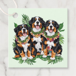 Hawaiian Bernese Mountain Hundar Flower Lei Gåvor Etiketter