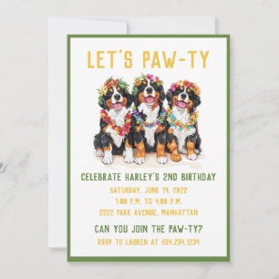 Hawaiian Bernese Mountain Hundar Flower Lei Inbjudningar