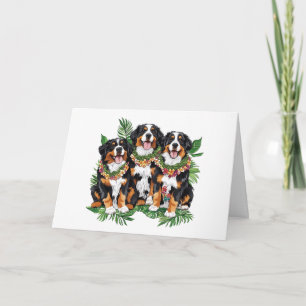 Hawaiian Bernese Mountain Hundar Flower Lei Kort