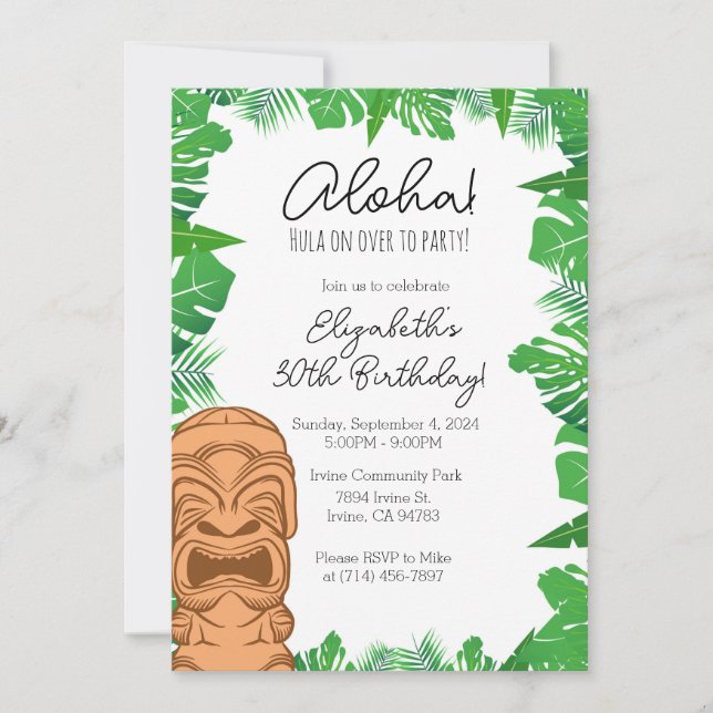 Hawaiian Birthday-inbjudan Inbjudningar (Framsida)