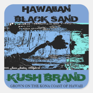 HAWAIIAN BLACK SAND KUSH FYRKANTIGT KLISTERMÄRKE