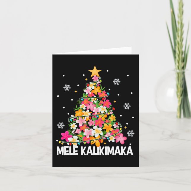 Hawaiian Blommigt Julgran Mele Kalikimaka Tro Kort (Framsida)