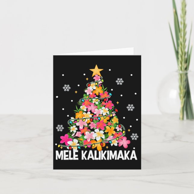 Hawaiian Blommigt Julgran Mele Kalikimaka Tro Kort (Framsida)