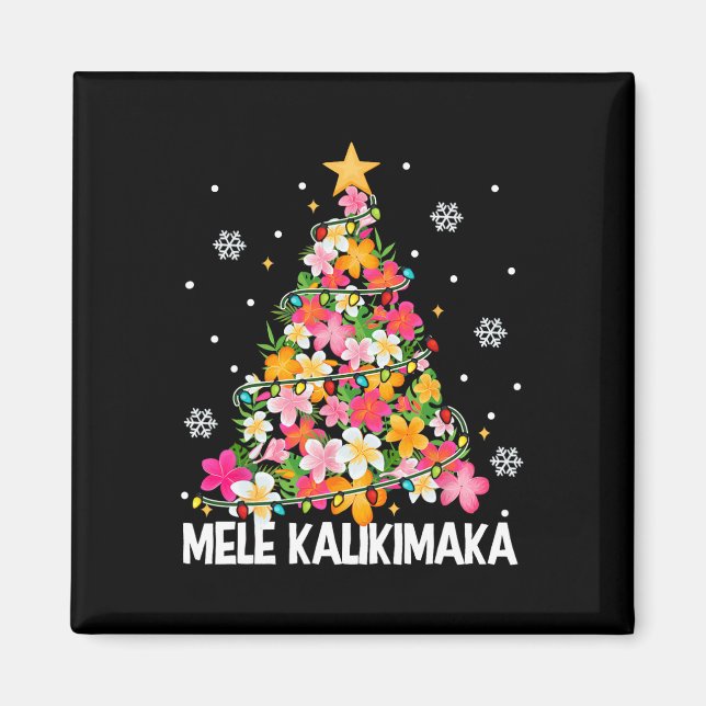 Hawaiian Blommigt Julgran Mele Kalikimaka Tro Magnet (Framsidan)