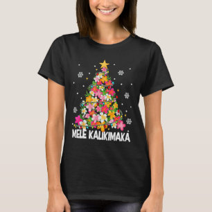 Hawaiian Blommigt Julgran Mele Kalikimaka Tro T Shirt
