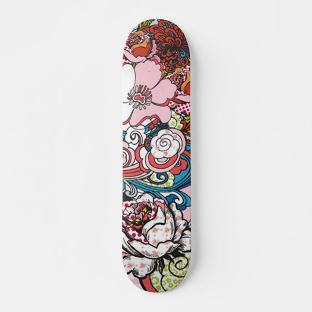Hawaiian Blommigt Skateboard Bräda 20 Cm (Framsida)