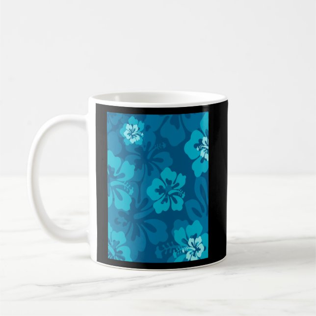 Hawaiian Blue Hibiscus Flower Tropical Blommigt Kaffemugg (Vänster)
