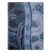 Hawaiian Blue Tapa och Honu Notebook