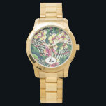 Hawaiian Bold Plumeria Bright Blommigt Personlig Armbandsur<br><div class="desc">Tropical plumeria blommigt monogrammed klocka för henne. Anpassa den eller anpassa den ytterligare om du behöver lägga till text, ändra layout, teckensnitt, färg, storlekt teckensnitt osv. Klicka på knappen "anpassa" för att få alla redigeringsalternativ.</div>