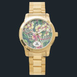 Hawaiian Bold Plumeria Bright Blommigt Personlig Armbandsur<br><div class="desc">Tropical plumeria blommigt monogrammed klocka för henne. Anpassa den eller anpassa den ytterligare om du behöver lägga till text, ändra layout, teckensnitt, färg, storlekt teckensnitt osv. Klicka på knappen "anpassa" för att få alla redigeringsalternativ.</div>