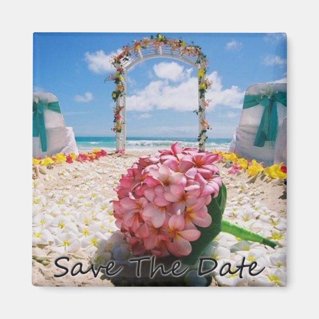 Hawaiian Bröllop spara datum Magnets Magnet (Framsidan)