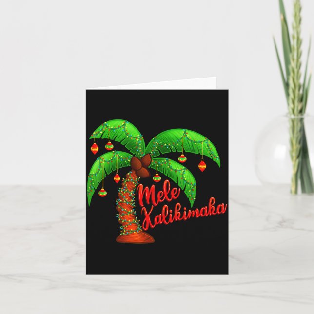 Hawaiian Christmas Mele Kalikimaka Coconut Tree  Kort (Framsida)
