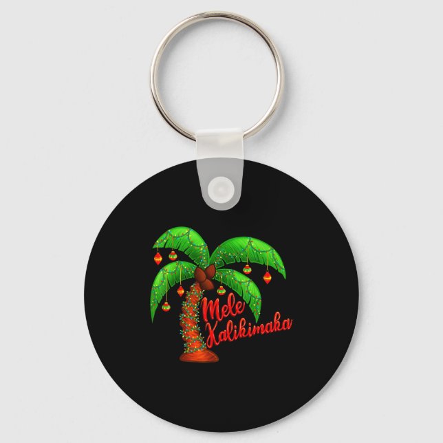 Hawaiian Christmas Mele Kalikimaka Coconut Tree  Nyckelring (Framsida)