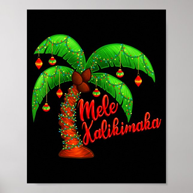Hawaiian Christmas Mele Kalikimaka Coconut Tree  Poster (Framsidan)