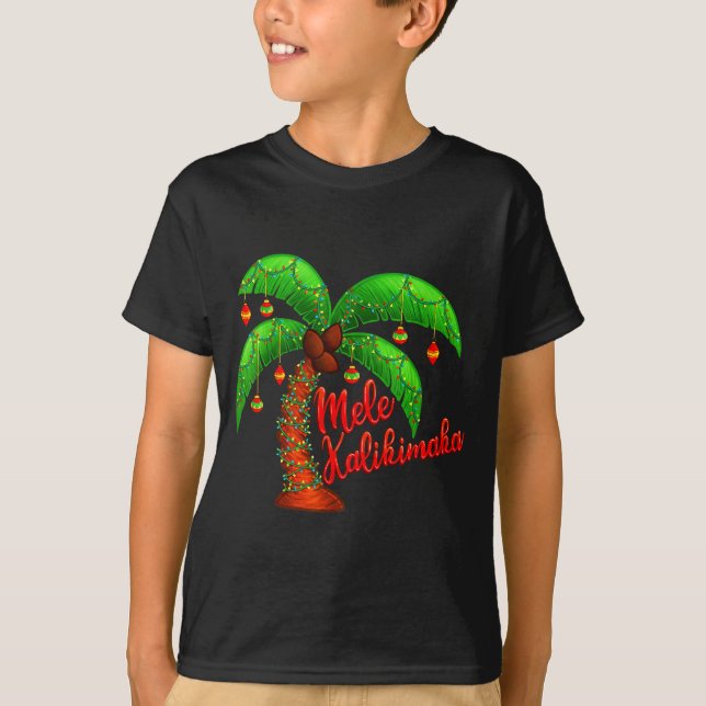 Hawaiian Christmas Mele Kalikimaka Coconut Tree  T Shirt (Framsida)