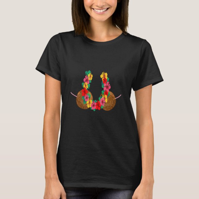 Hawaiian Coconut Bra Hawaii Tropical Coco Art T Shirt (Framsida)