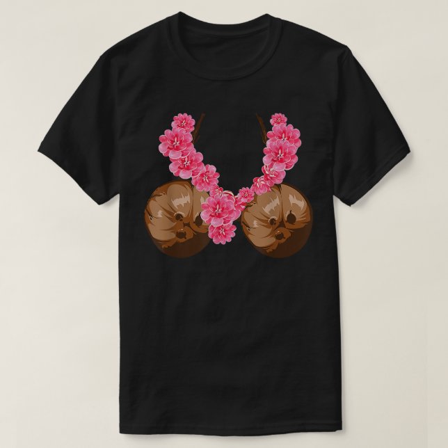 Hawaiian Coconut Bra Shirt Coola Halloween Flowery T (Design framsida)
