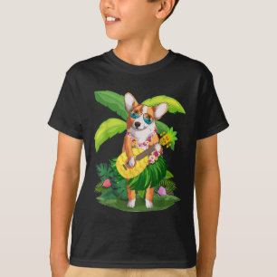 Hawaiian Corgi Hund& Pineapple Ukulele Summer T Shirt