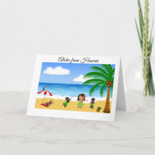 Hawaiian Dachshund Greeting Card Kort