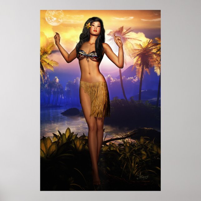 Hawaiian Dancer Sunrise Poster (Framsidan)