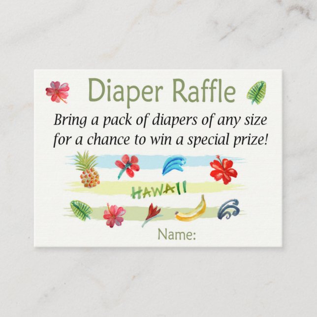 Hawaiian Diaper Raffle Biljett (Framsida)