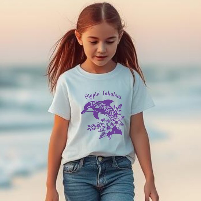 Hawaiian Dolphin Flippin’ Fabulous T Shirt (Dolphin Hawaiian Tropical Flowers, Flippin Fabulous, Summer Beach Fisherman Trend Fashion, kids
)