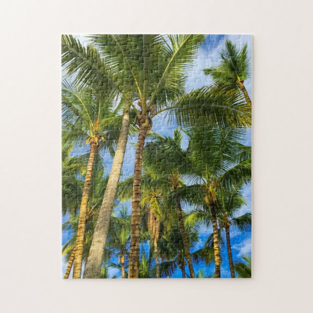 Hawaiian Exotic Beach Handflatan Träd & Himlar Pussel (Vertikal)