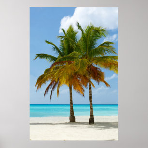 Hawaiian Exotic Beach Handflatan Träd Poster