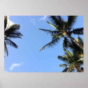 Hawaiian Exotic Beach Handflatan Träd Poster